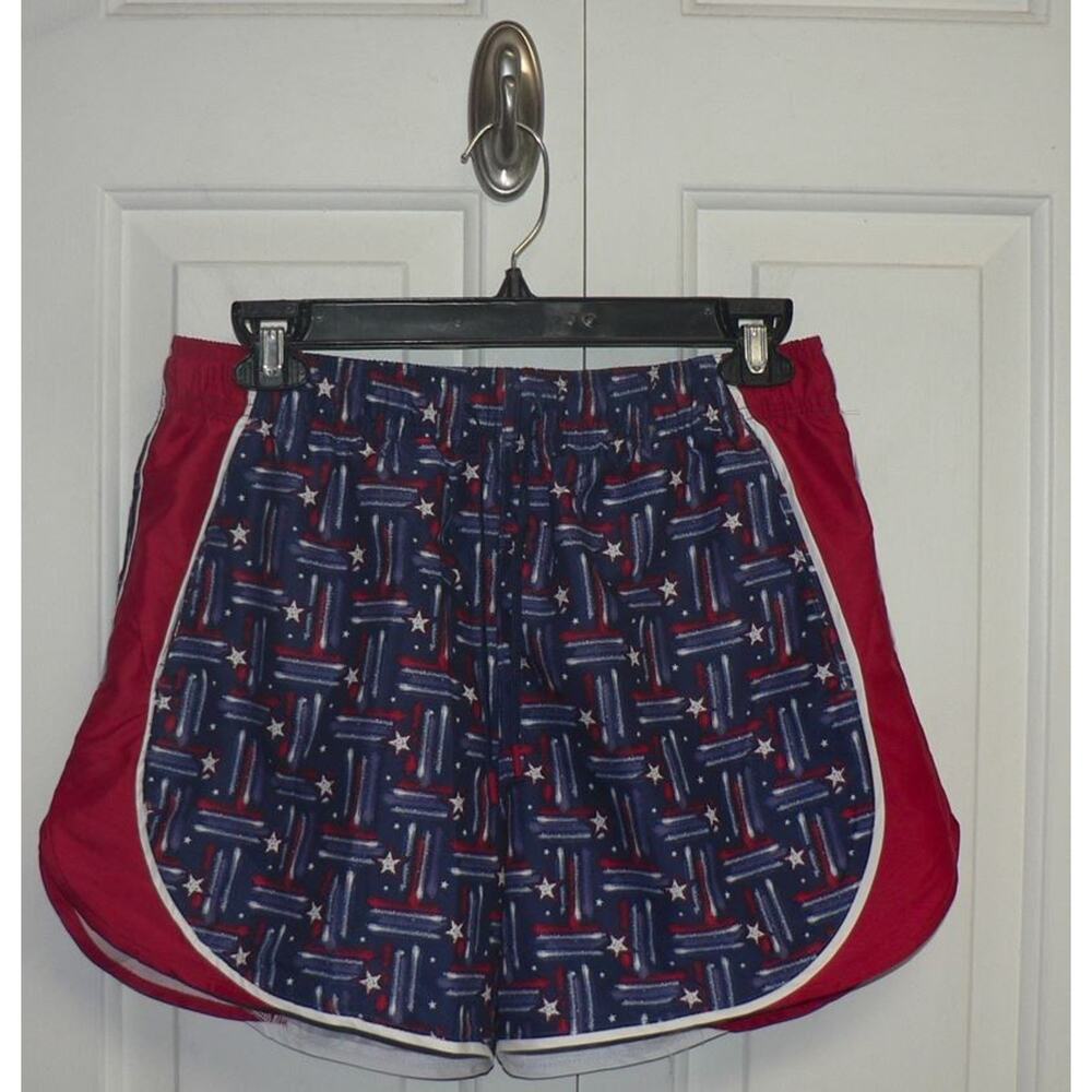BCG Women's Stars & Stripes Elastic Drawstring Woven Shorts 4.5 In. Small $20